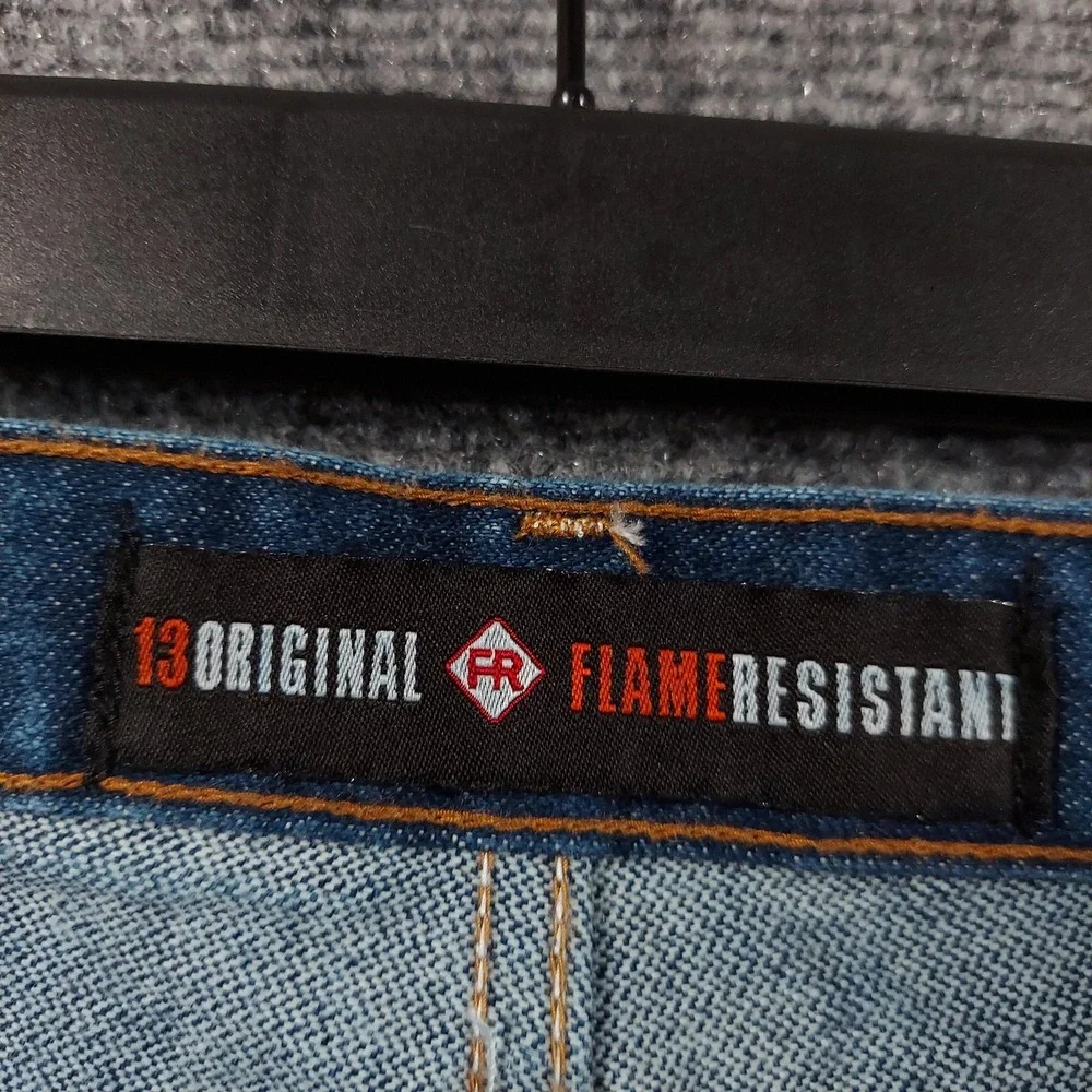 Wrangler FR 13MWZ Jeans‎ 38x34 Blue Dark Wash High Rise Bootcut Flame Resistant